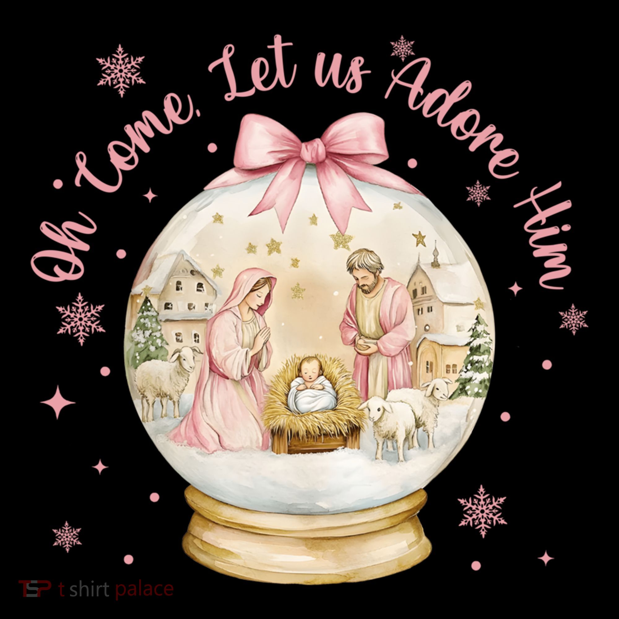 Oh Come Let Us Adore Him Jesus Nativity Scene Coquette Bow Gift Coffee Mug