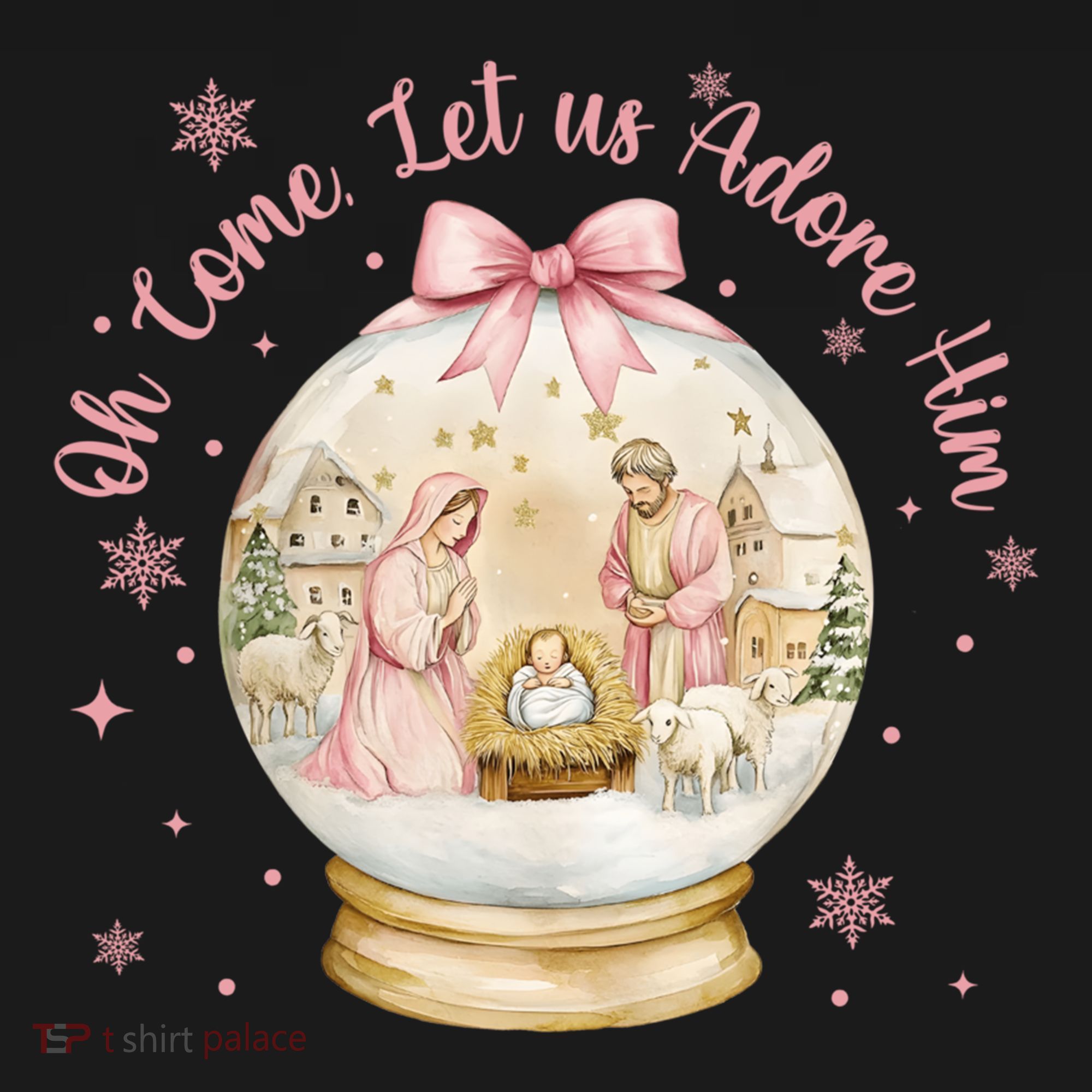 Oh Come Let Us Adore Him Jesus Nativity Scene Coquette Bow Gift Women's Hoodie