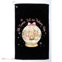 Oh Come Let Us Adore Him Jesus Nativity Scene Coquette Bow Gift Golf Towel thumb 0