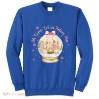 Oh Come Let Us Adore Him Jesus Nativity Scene Coquette Bow Gift Sweatshirt thumb 0