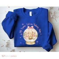 Oh Come Let Us Adore Him Jesus Nativity Scene Coquette Bow Gift Sweatshirt thumb 2