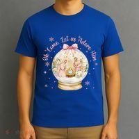 Oh Come Let Us Adore Him Jesus Nativity Scene Coquette Bow Gift T-Shirt thumb 3