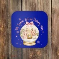Oh Come Let Us Adore Him Jesus Nativity Scene Coquette Bow Gift Coaster thumb 0
