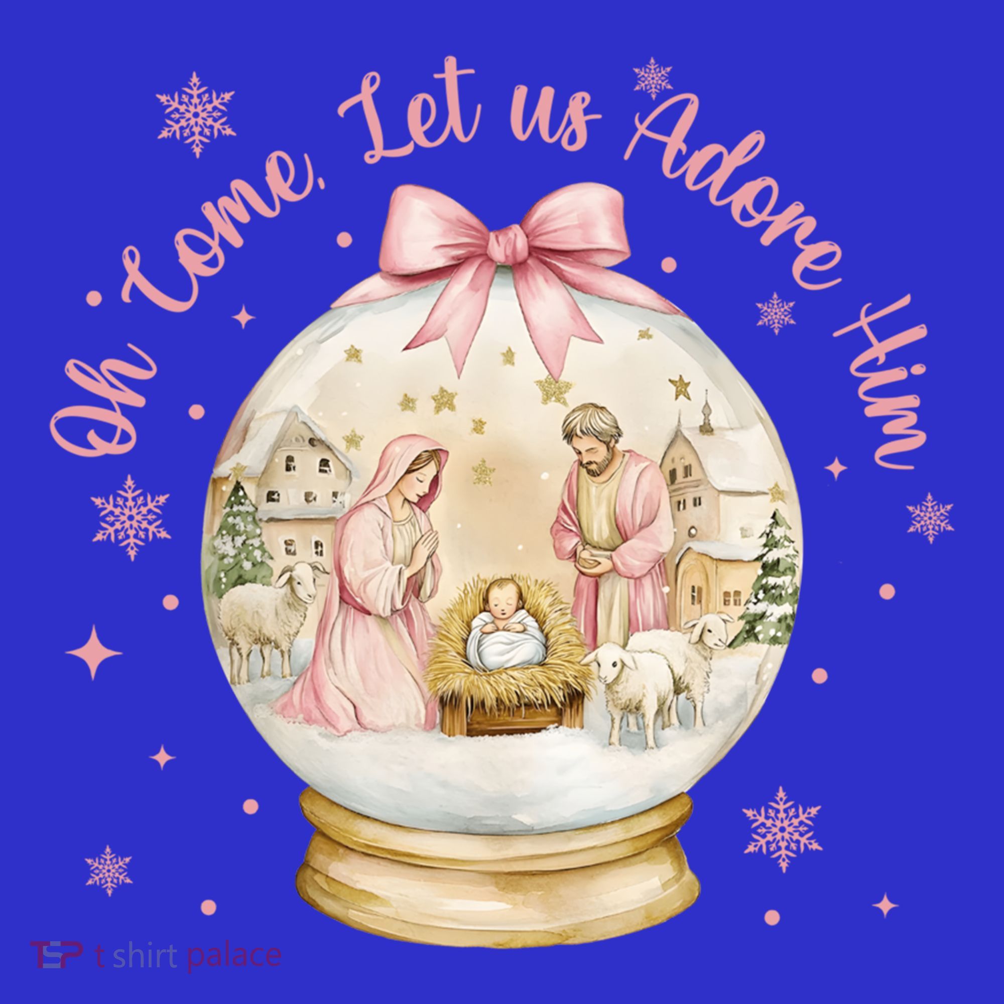 Oh Come Let Us Adore Him Jesus Nativity Scene Coquette Bow Gift Mousepad