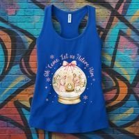 Oh Come Let Us Adore Him Jesus Nativity Scene Coquette Bow Gift Women's Tank Top thumb 3