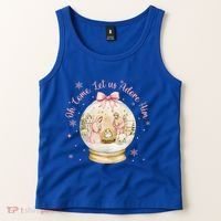 Oh Come Let Us Adore Him Jesus Nativity Scene Coquette Bow Gift Tank Top thumb 2