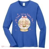 Oh Come Let Us Adore Him Jesus Nativity Scene Coquette Bow Gift Women's Long Sleeve Shirt thumb 0
