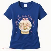 Oh Come Let Us Adore Him Jesus Nativity Scene Coquette Bow Gift Women's T-Shirt thumb 0
