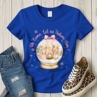 Oh Come Let Us Adore Him Jesus Nativity Scene Coquette Bow Gift Women's T-Shirt thumb 3