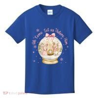 Oh Come Let Us Adore Him Jesus Nativity Scene Coquette Bow Gift Kids T-Shirt thumb 0