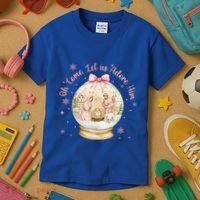 Oh Come Let Us Adore Him Jesus Nativity Scene Coquette Bow Gift Kids T-Shirt thumb 3
