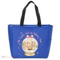 Oh Come Let Us Adore Him Jesus Nativity Scene Coquette Bow Gift Tote Bag thumb 0