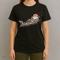 Otter Christmas Lights Santa Hat Funny Cute Cool Family Matching Trendy Top T-Shirt thumb 4