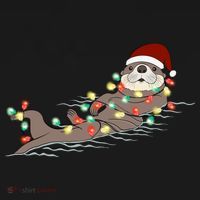 Otter Christmas Lights Santa Hat Funny Cute Cool Family Matching Trendy Top T-Shirt thumb 7