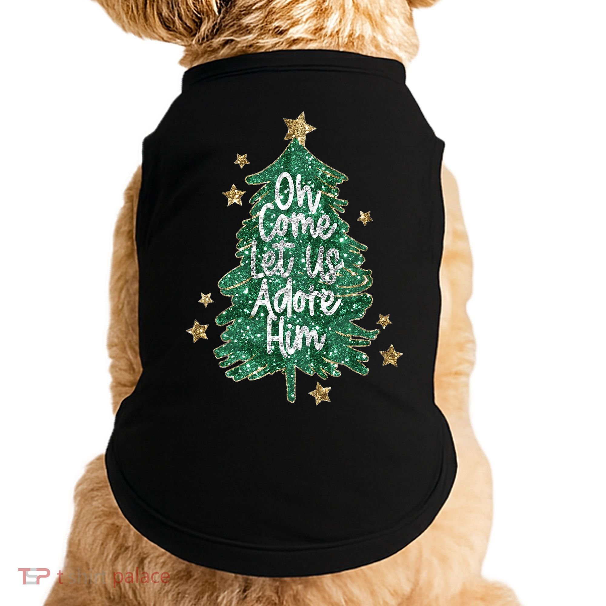Oh Come Let Us Adore Him Christian Jesus Christmas Doggie Tank
