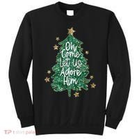 Oh Come Let Us Adore Him Christian Jesus Christmas Sweatshirt thumb 0