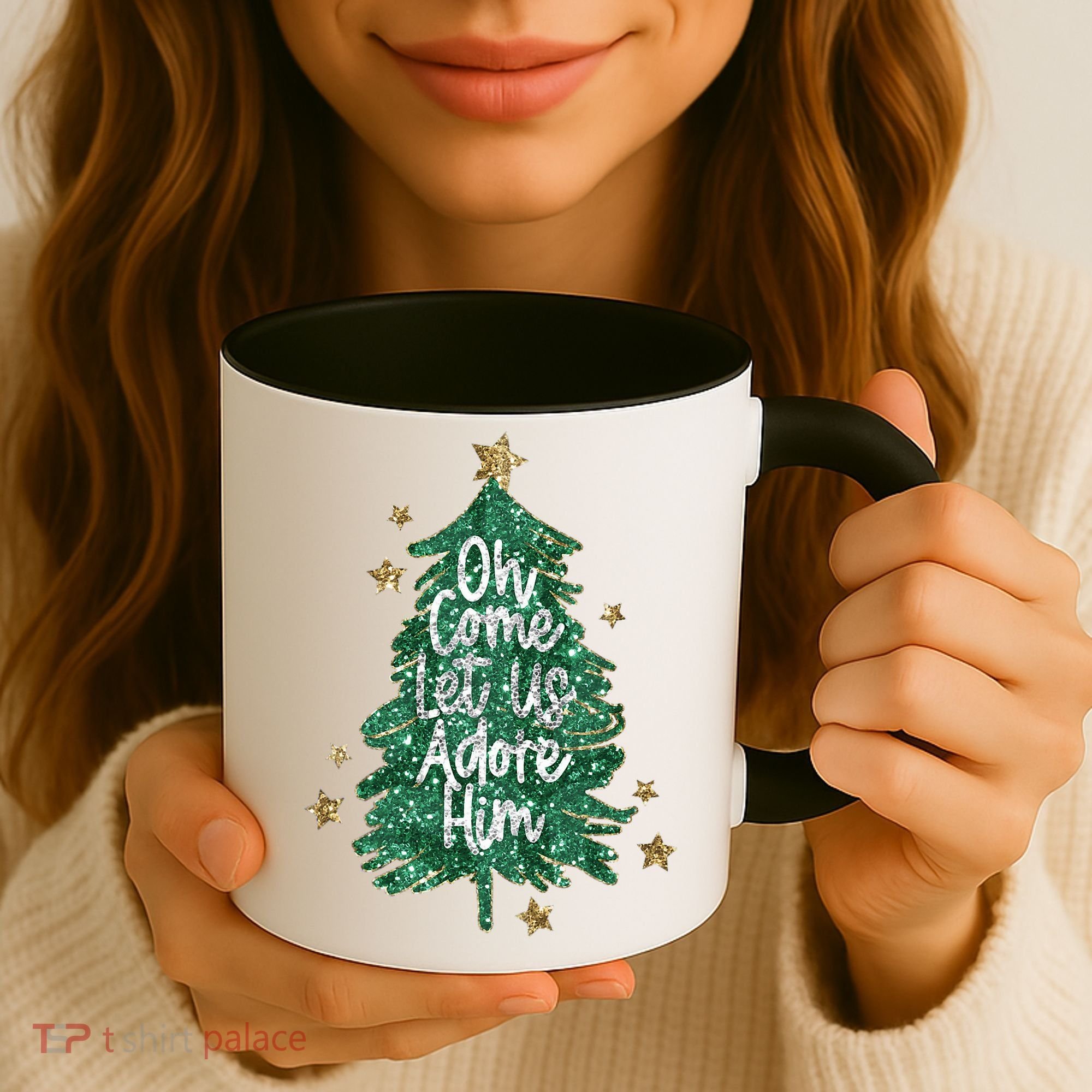 Oh Come Let Us Adore Him Christian Jesus Christmas Coffee Mug
