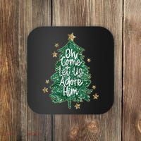 Oh Come Let Us Adore Him Christian Jesus Christmas Coaster thumb 0