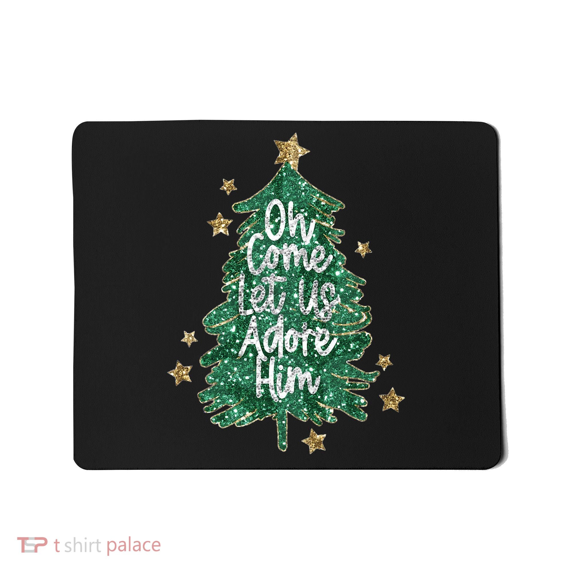 Oh Come Let Us Adore Him Christian Jesus Christmas Mousepad