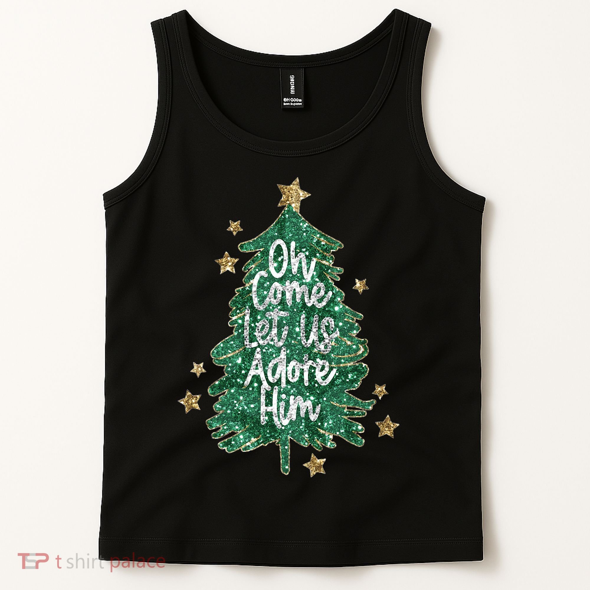 Oh Come Let Us Adore Him Christian Jesus Christmas Tank Top