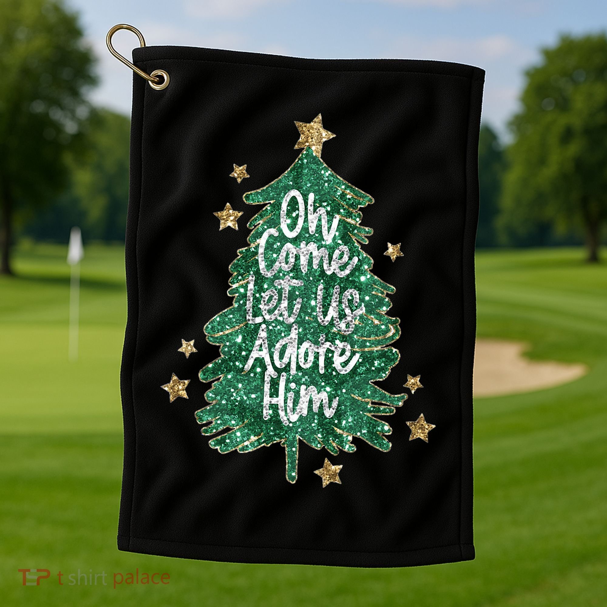 Oh Come Let Us Adore Him Christian Jesus Christmas Golf Towel