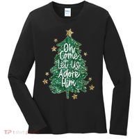 Oh Come Let Us Adore Him Christian Jesus Christmas Women's Long Sleeve Shirt thumb 0