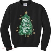 Oh Come Let Us Adore Him Christian Jesus Christmas Kids Sweatshirt thumb 0