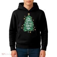 Oh Come Let Us Adore Him Christian Jesus Christmas Kids Hoodie thumb 4