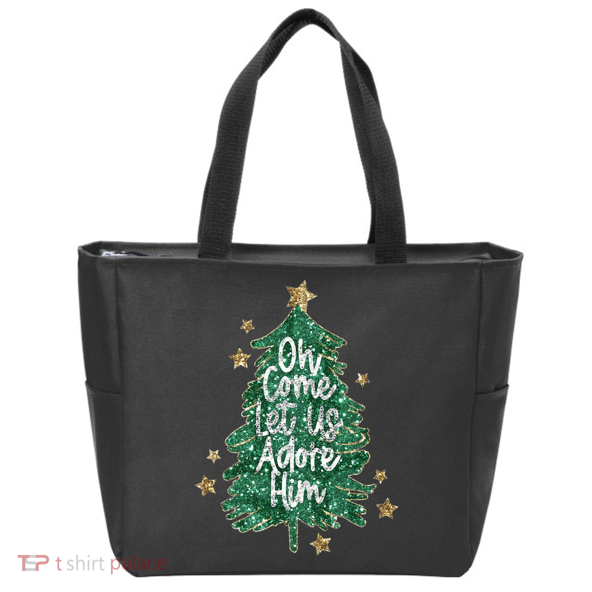 Oh Come Let Us Adore Him Christian Jesus Christmas Tote Bag