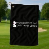 Overeducated Cat Lady Who Votes Golf Towel thumb 1