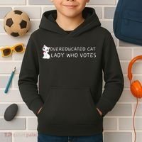 Overeducated Cat Lady Who Votes Kids Hoodie thumb 2