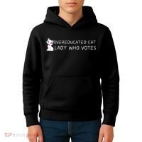 Overeducated Cat Lady Who Votes Kids Hoodie thumb 4