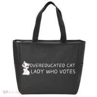 Overeducated Cat Lady Who Votes Tote Bag thumb 0