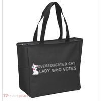 Overeducated Cat Lady Who Votes Tote Bag thumb 2
