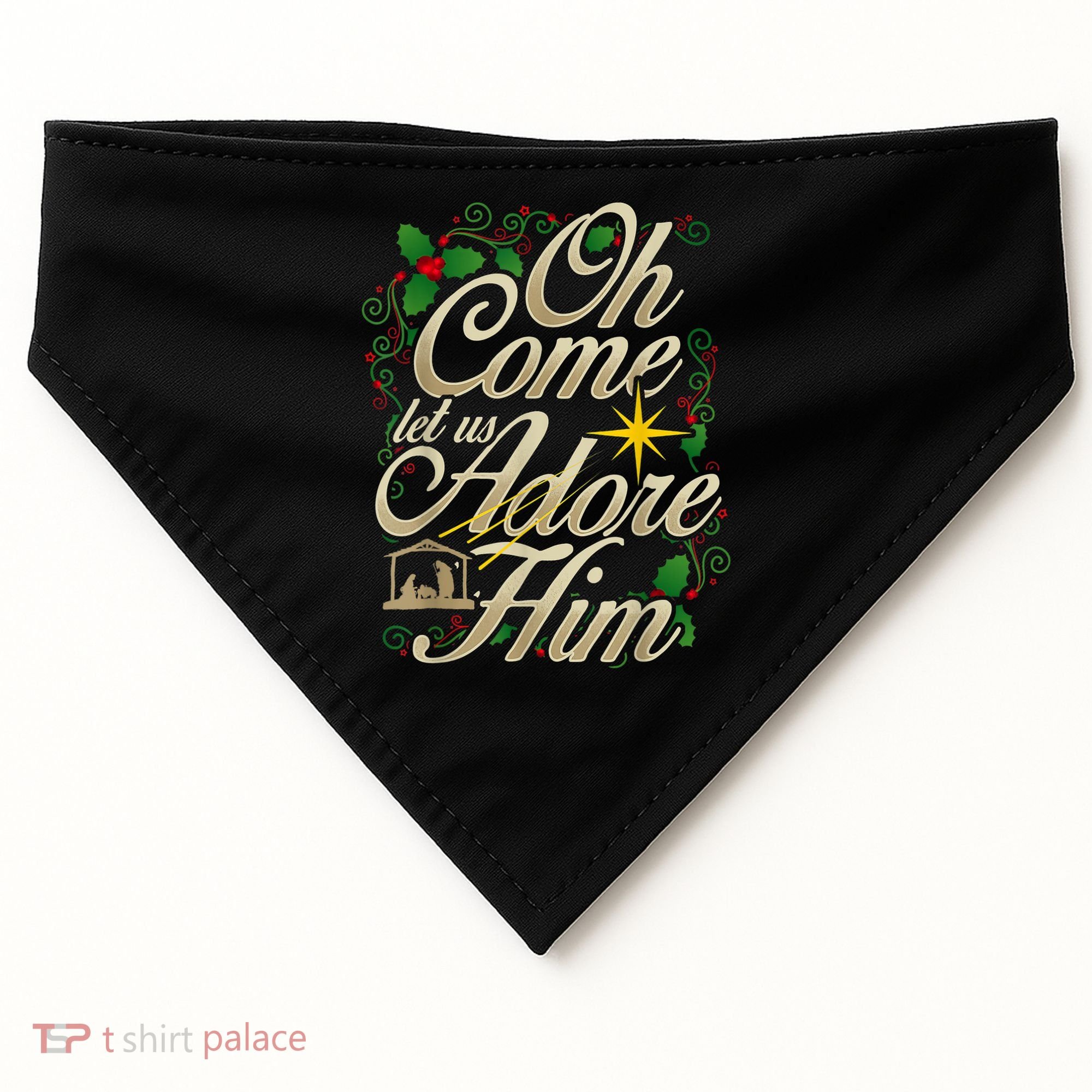 Oh Come Let Us Adore Him Nativity Christmas Religious Jesus USA-Made Doggie Bandana