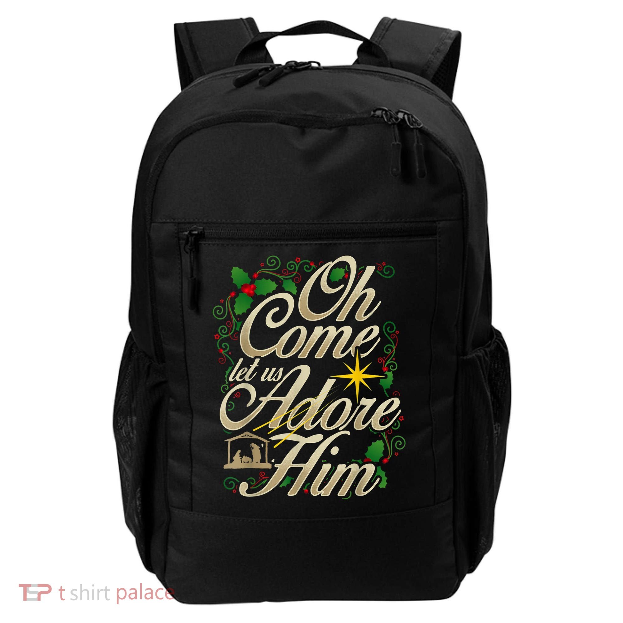 Oh Come Let Us Adore Him Nativity Christmas Religious Jesus Backpack