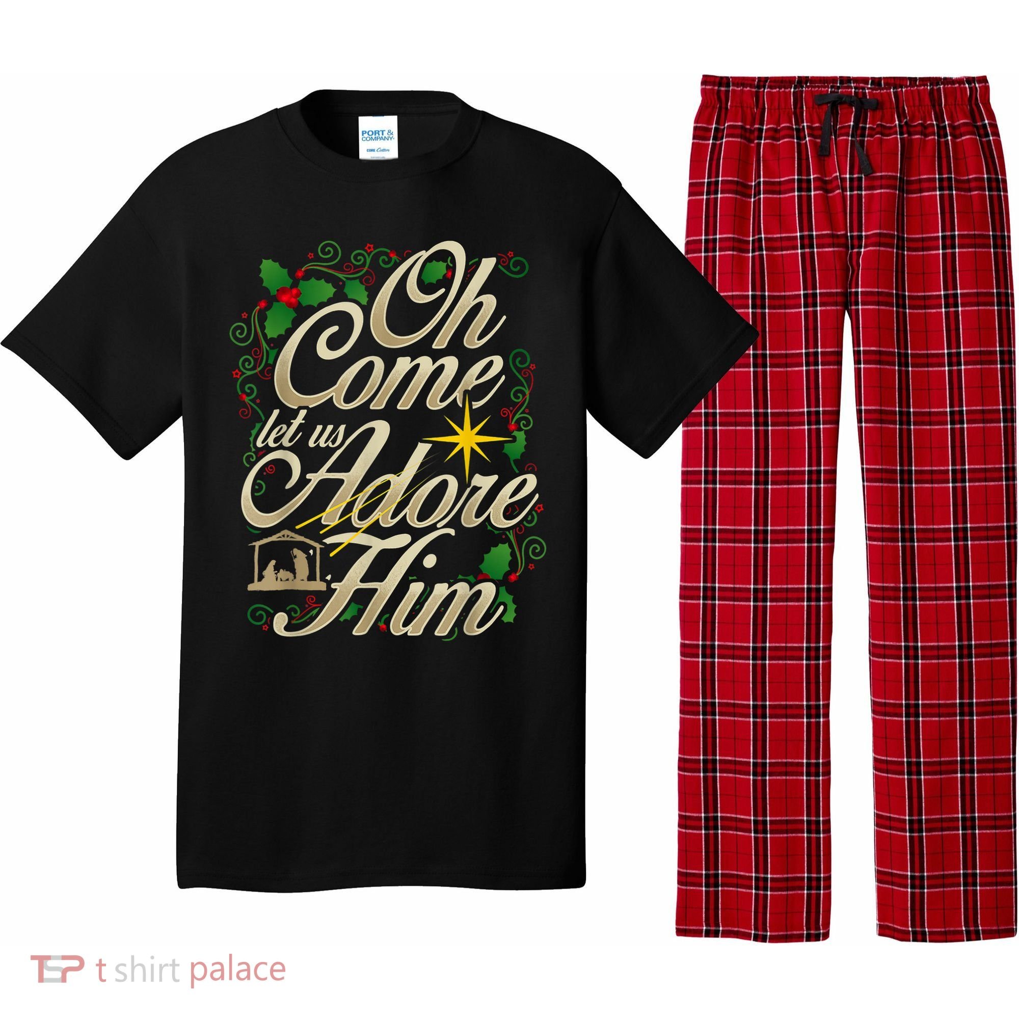 Oh Come Let Us Adore Him Nativity Christmas Religious Jesus Pajama Set