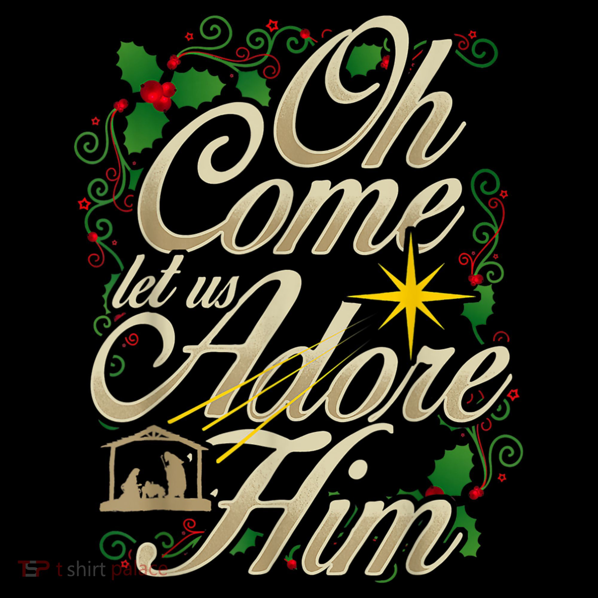 Oh Come Let Us Adore Him Nativity Christmas Religious Jesus Women's Hoodie
