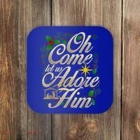 Oh Come Let Us Adore Him Nativity Christmas Religious Jesus Coaster thumb 0