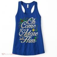 Oh Come Let Us Adore Him Nativity Christmas Religious Jesus Women's Tank Top thumb 0