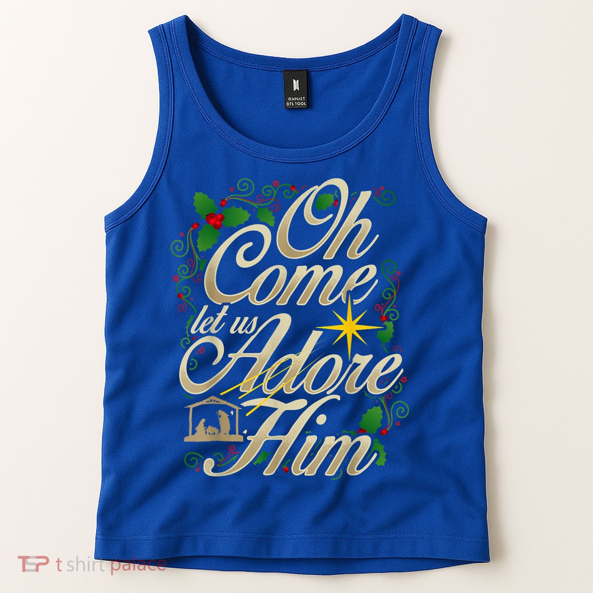 Oh Come Let Us Adore Him Nativity Christmas Religious Jesus Tank Top