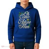 Oh Come Let Us Adore Him Nativity Christmas Religious Jesus Kids Hoodie thumb 4