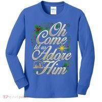 Oh Come Let Us Adore Him Nativity Christmas Religious Jesus Kids Long Sleeve Shirt thumb 0
