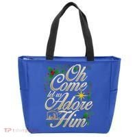 Oh Come Let Us Adore Him Nativity Christmas Religious Jesus Tote Bag thumb 0