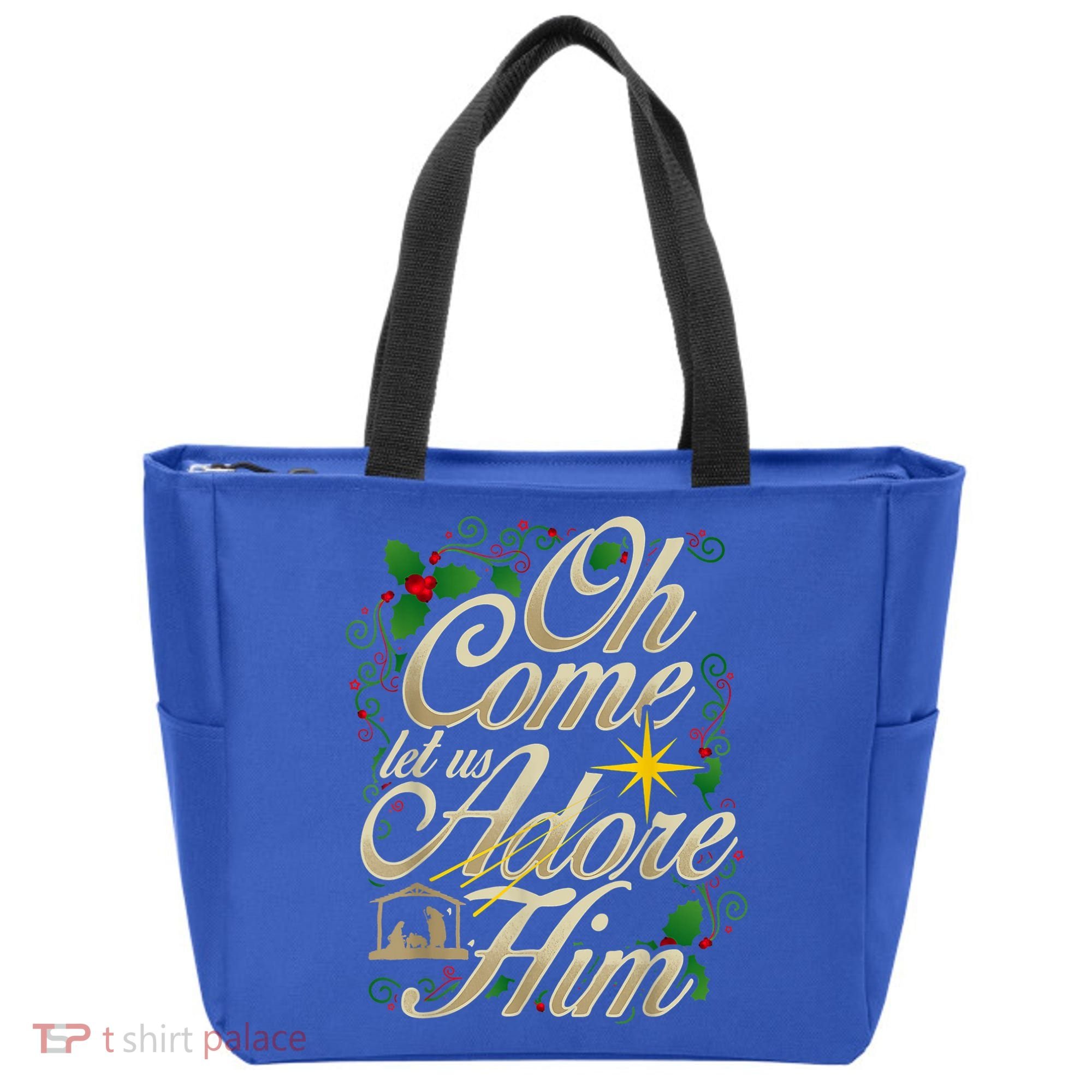 Oh Come Let Us Adore Him Nativity Christmas Religious Jesus Tote Bag