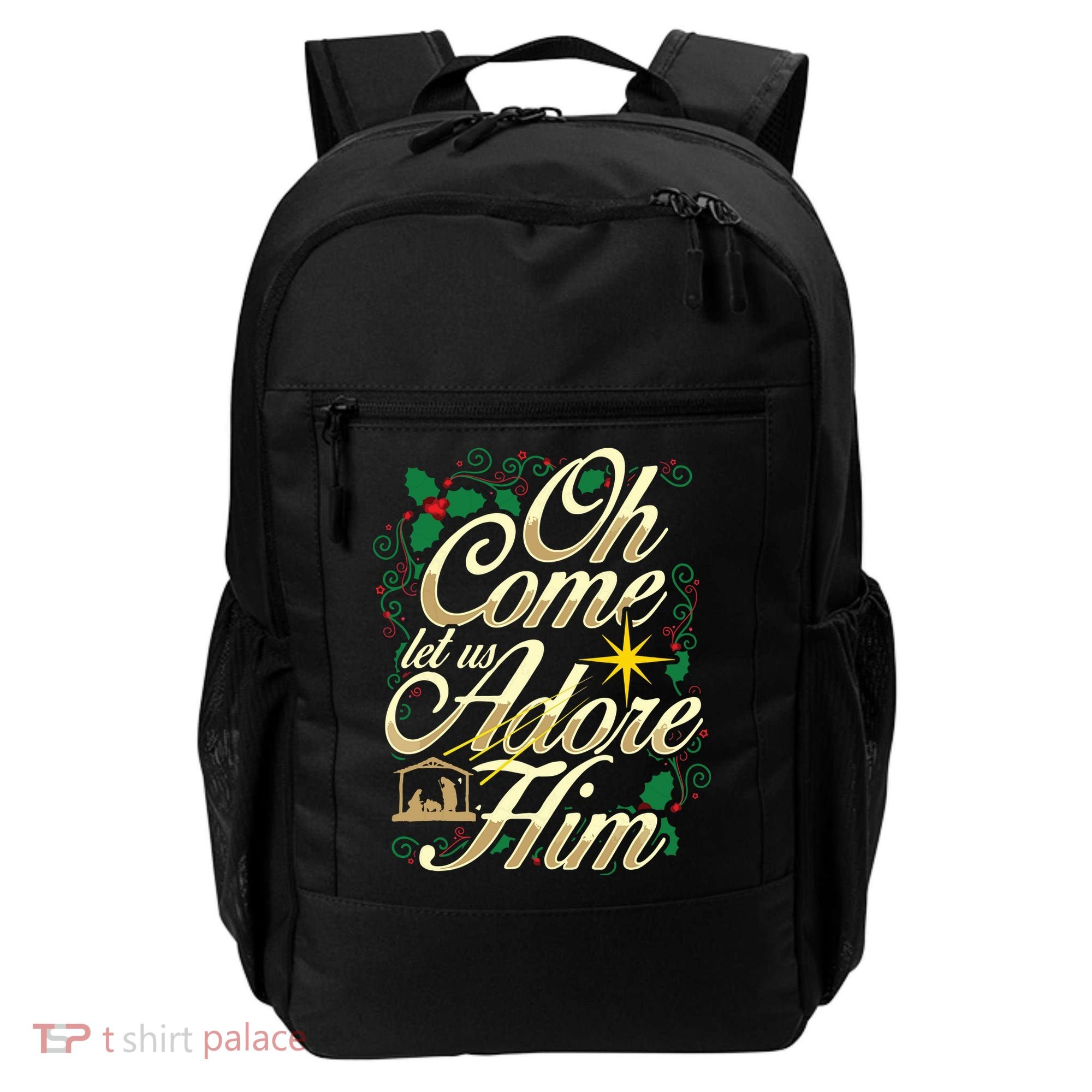 Oh Come Let Us Adore Him Nativity Christmas Religious Jesus Backpack