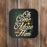 Oh Come Let Us Adore Him Nativity Christmas Religious Jesus Coaster thumb 0
