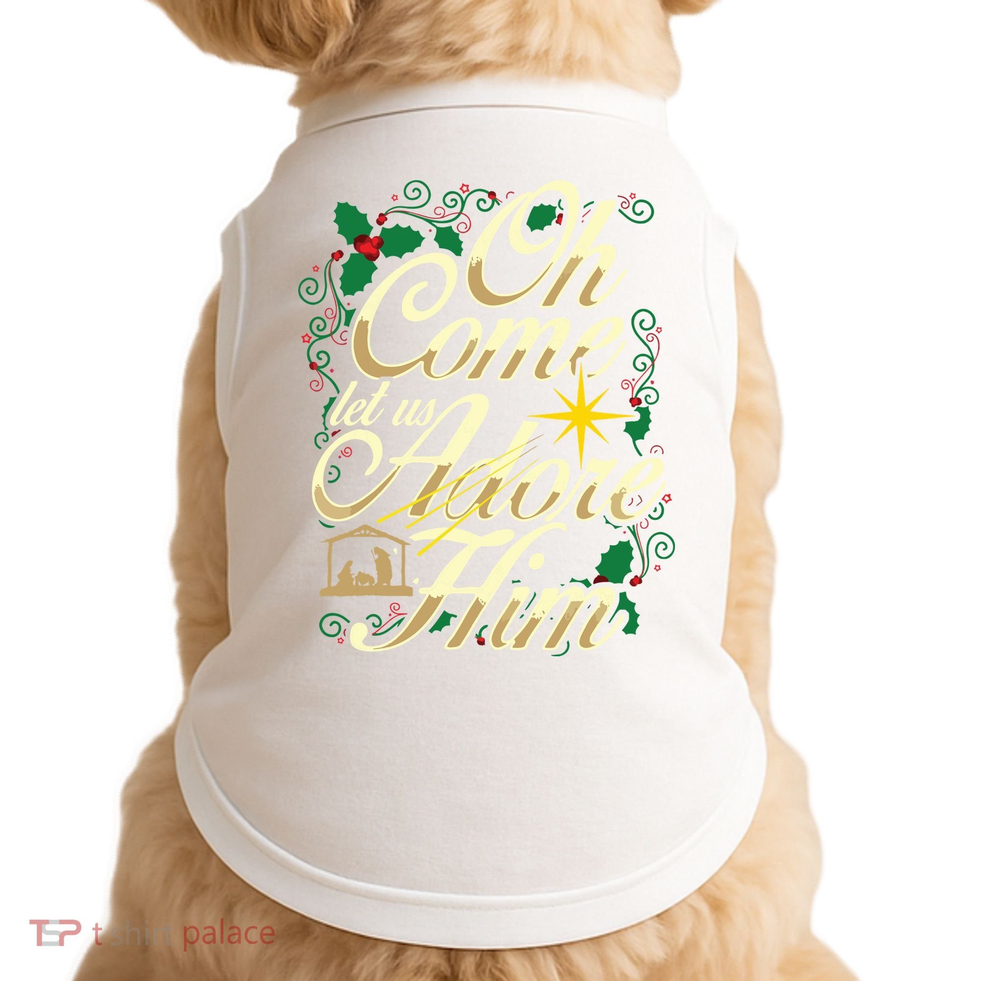 Oh Come Let Us Adore Him Nativity Christmas Religious Jesus Doggie Tank