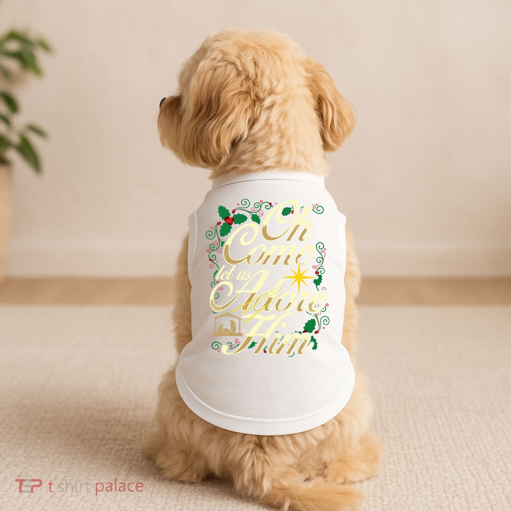Oh Come Let Us Adore Him Nativity Christmas Religious Jesus Doggie Tank