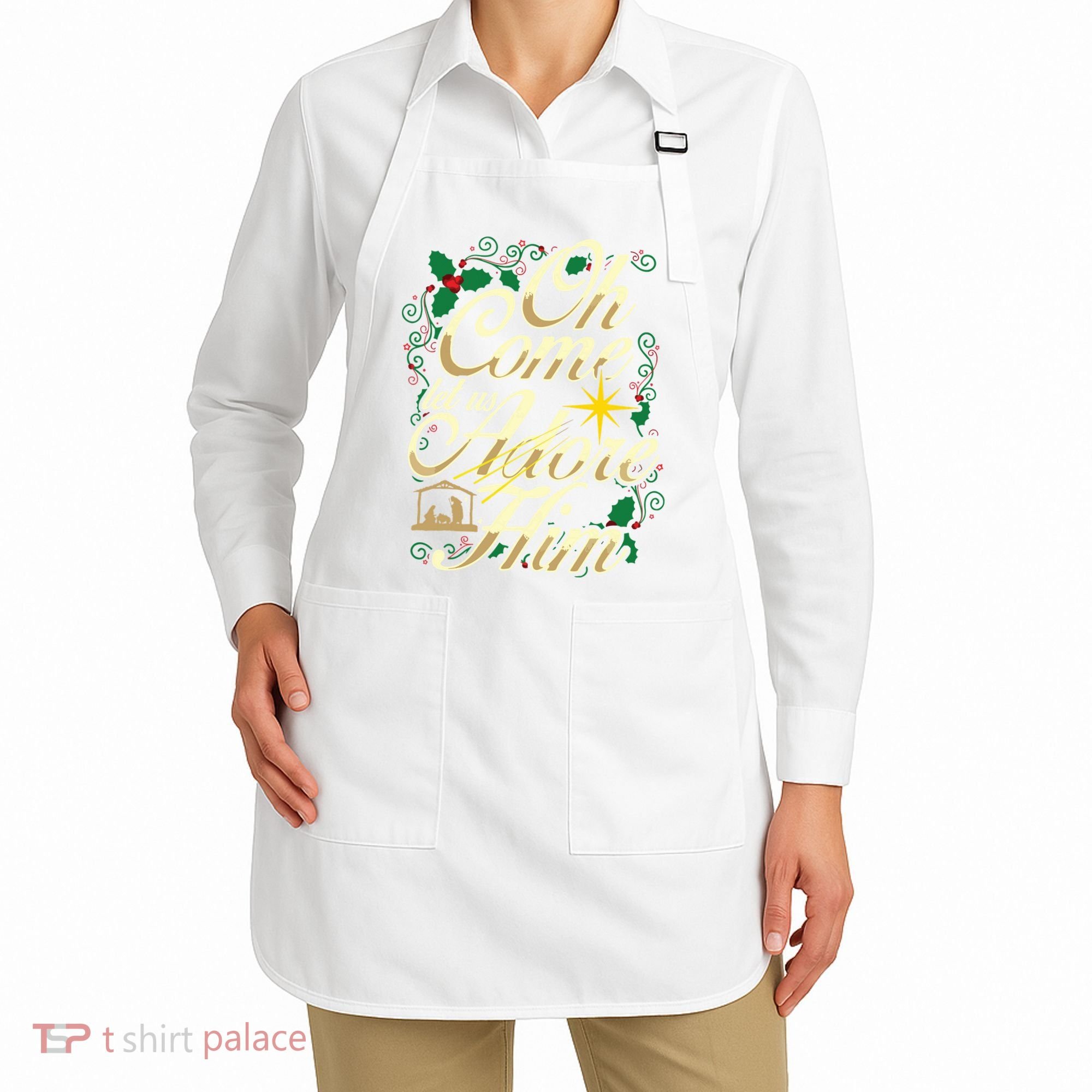 Oh Come Let Us Adore Him Nativity Christmas Religious Jesus Apron